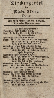 Kirchenzettel der Stadt Elbing, Nr. 52, 27 November 1808