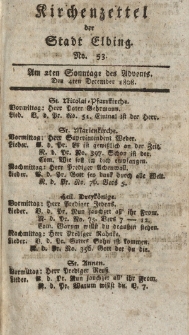 Kirchenzettel der Stadt Elbing, Nr. 53, 4 Dezember 1808