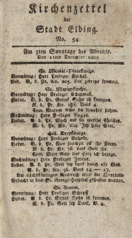 Kirchenzettel der Stadt Elbing, Nr. 54, 11 Dezember 1808
