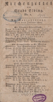 Kirchenzettel der Stadt Elbing, Nr. 1, 1 Januar 1824