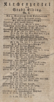 Kirchenzettel der Stadt Elbing, Nr. 6, 1 Februar 1824