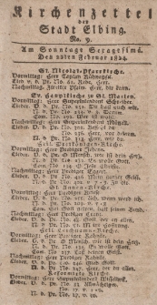 Kirchenzettel der Stadt Elbing, Nr. 9, 22 Februar 1824