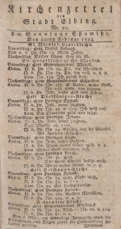 Kirchenzettel der Stadt Elbing, Nr. 10, 29 Februar 1824