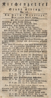 Kirchenzettel der Stadt Elbing, Nr. 16, 11 April 1824