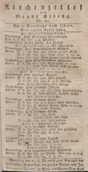 Kirchenzettel der Stadt Elbing, Nr. 20, 25 April 1824