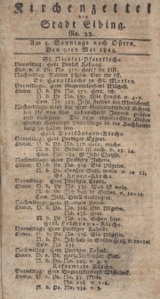 Kirchenzettel der Stadt Elbing, Nr. 22, 9 Mai 1824