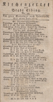 Kirchenzettel der Stadt Elbing, Nr. 34, 18 Juli 1824