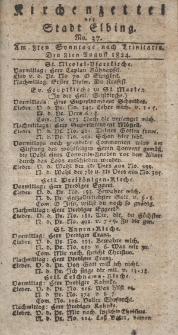 Kirchenzettel der Stadt Elbing, Nr. 37, 8 August 1824