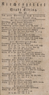 Kirchenzettel der Stadt Elbing, Nr. 38, 15 August 1824