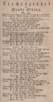 Kirchenzettel der Stadt Elbing, Nr. 43, 19 September 1824