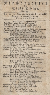 Kirchenzettel der Stadt Elbing, Nr. 45, 3 Oktober 1824