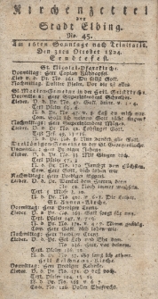 Kirchenzettel der Stadt Elbing, Nr. 45, 3 Oktober 1824