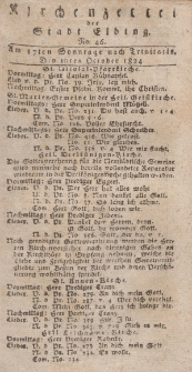 Kirchenzettel der Stadt Elbing, Nr. 46, 10 Oktober 1824
