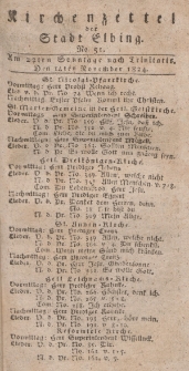Kirchenzettel der Stadt Elbing, Nr. 51, 14 November 1824