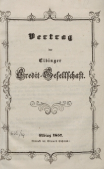 Vertrag der Elbinger Credit-Gesellschaft
