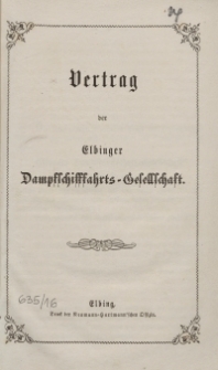 Vertrag der Elbinger Dampfschifffahrts-Gesellschaft