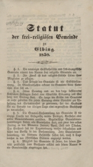 Statut der frei-religiösen Gemeinde zu Elbing