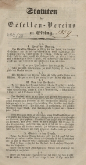 Statuten des Gesellenvereins zu Elbing