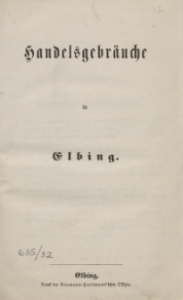 Handelsgebräuche in Elbing