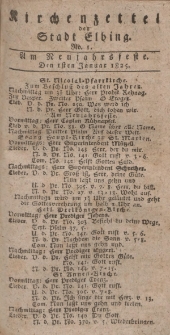 Kirchenzettel der Stadt Elbing, Nr. 1, 1 Januar 1825