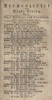 Kirchenzettel der Stadt Elbing, Nr. 2, 9 Januar 1825