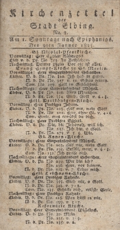 Kirchenzettel der Stadt Elbing, Nr. 4, 23 Januar 1825