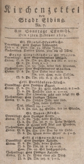 Kirchenzettel der Stadt Elbing, Nr. 7, 13 Februar 1825