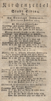 Kirchenzettel der Stadt Elbing, Nr. 8, 20 Februar 1825
