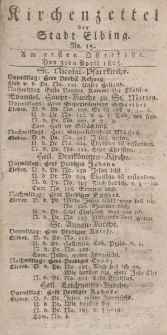 Kirchenzettel der Stadt Elbing, Nr. 15, 3 April 1825