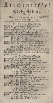 Kirchenzettel der Stadt Elbing, Nr. 16, 10 April 1825
