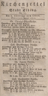 Kirchenzettel der Stadt Elbing, Nr. 17, 17 April 1825