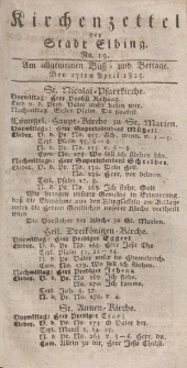 Kirchenzettel der Stadt Elbing, Nr. 19, 27 April 1825