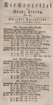 Kirchenzettel der Stadt Elbing, Nr. 24, 22 Mai 1825