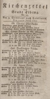 Kirchenzettel der Stadt Elbing, Nr. 28, 19 Juni 1825