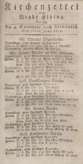 Kirchenzettel der Stadt Elbing, Nr. 29, 26 Juni 1825