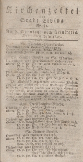 Kirchenzettel der Stadt Elbing, Nr. 31, 10 Juli 1825