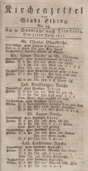 Kirchenzettel der Stadt Elbing, Nr. 34, 31 Juli 1825
