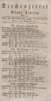 Kirchenzettel der Stadt Elbing, Nr. 35, 7 August 1825