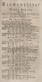 Kirchenzettel der Stadt Elbing, Nr. 36, 14 August 1825