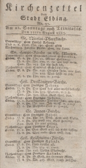 Kirchenzettel der Stadt Elbing, Nr. 37, 21 August 1825