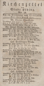 Kirchenzettel der Stadt Elbing, Nr. 38, 28 August 1825