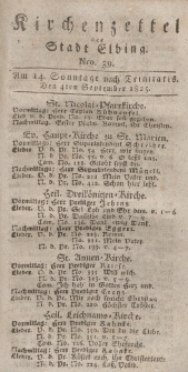 Kirchenzettel der Stadt Elbing, Nr. 39, 4 September 1825