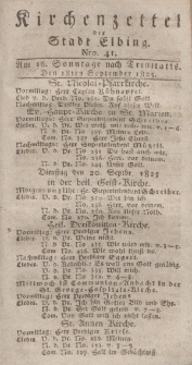 Kirchenzettel der Stadt Elbing, Nr. 41, 18 September 1825