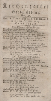 Kirchenzettel der Stadt Elbing, Nr. 43, 2 Oktober 1825