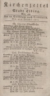 Kirchenzettel der Stadt Elbing, Nr. 44, 9 Oktober 1825