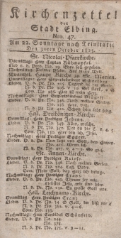Kirchenzettel der Stadt Elbing, Nr. 47, 30 Oktober 1825
