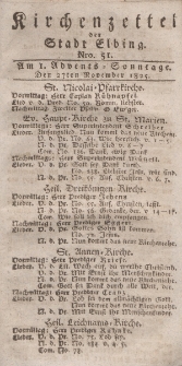 Kirchenzettel der Stadt Elbing, Nr. 51, 27 November 1825