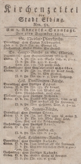 Kirchenzettel der Stadt Elbing, Nr. 52, 4 Dezember 1825