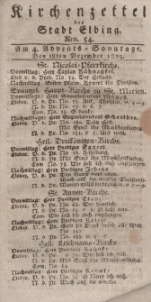 Kirchenzettel der Stadt Elbing, Nr. 54, 18 Dezember 1825