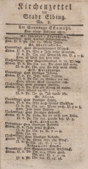 Kirchenzettel der Stadt Elbing, Nr. 8, 16 Februar 1817